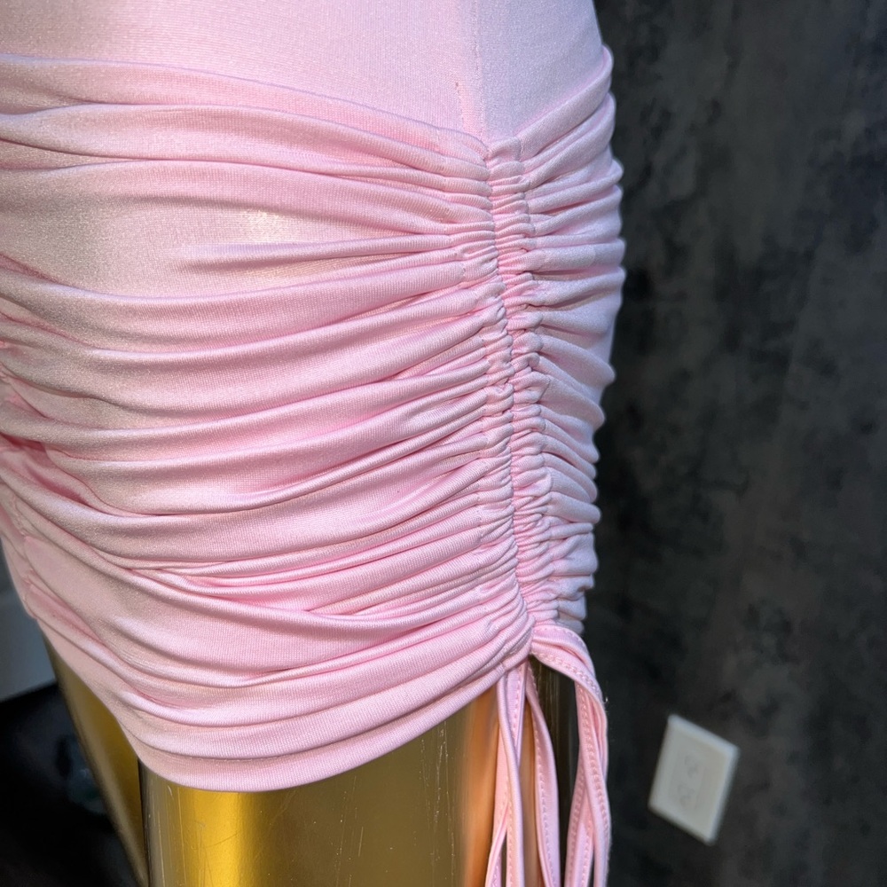 Pink Ruched Mini Skirt - Picture 2 of 4